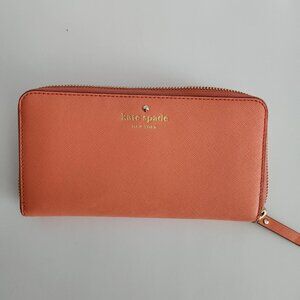 Kate Spade Leather Zip -Around Closure Wallet in Beautiful Coral Color